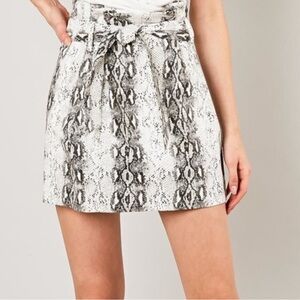 Mustard Seed Tie Waist Snake Print Denim Skirt